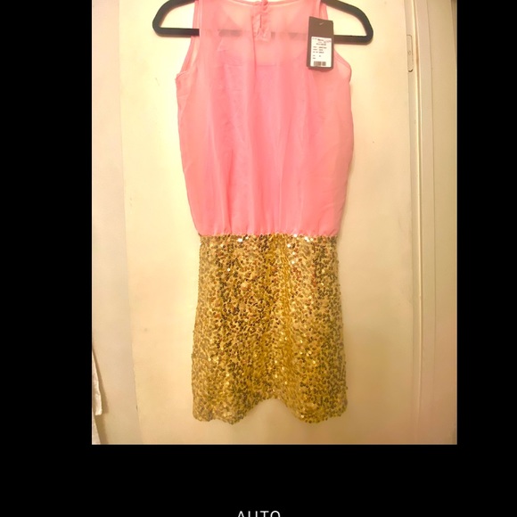 NWT Adorable Youth Pink & Gold Party Dress with Sequins - Picture 5 of 16